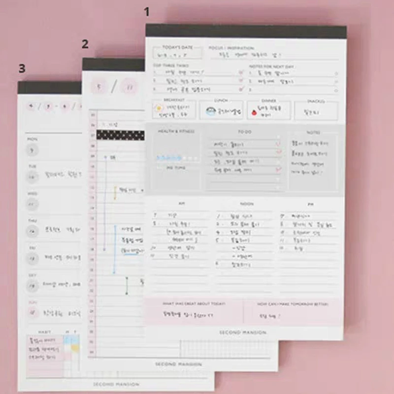 60 Sheets Simple Daily Weekly Monthly Planner Notebook Tear-off Note Book Journal Dairy Notepad Schedule Book Office Stationery