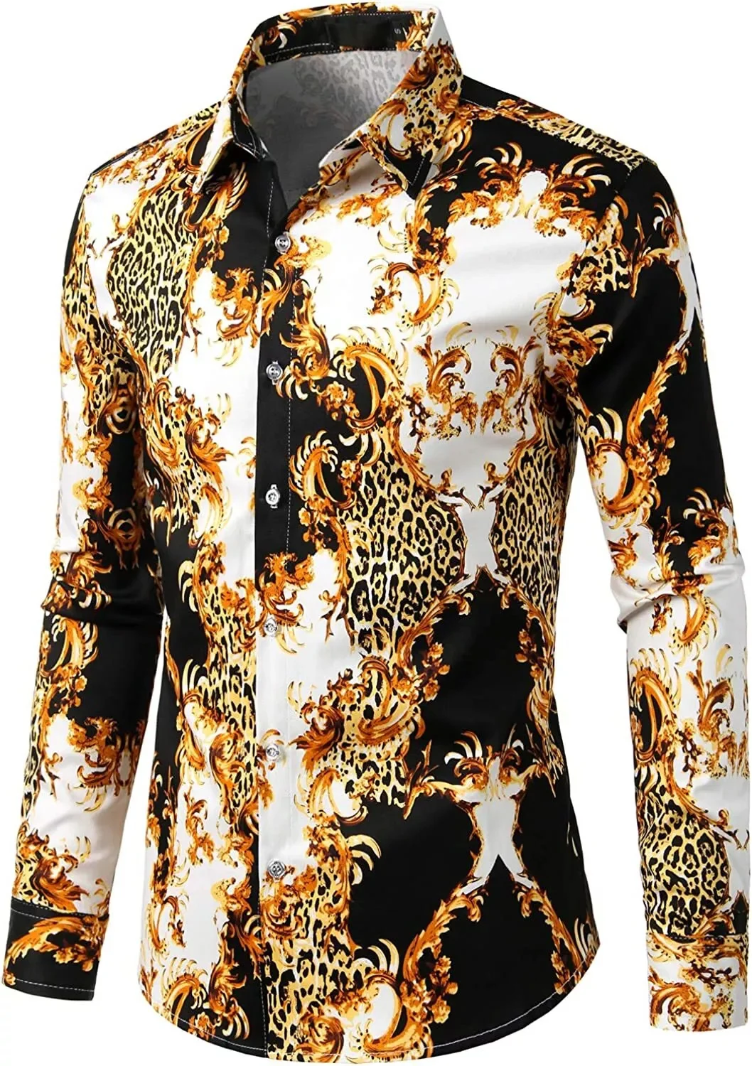 Lente En Herfst Heren Knoopshirt Heren Casual Mode Nieuwe Lange Mouwen Rozen Shirt Bloemen Zacht En Comfortabel Heren Tops 6xl