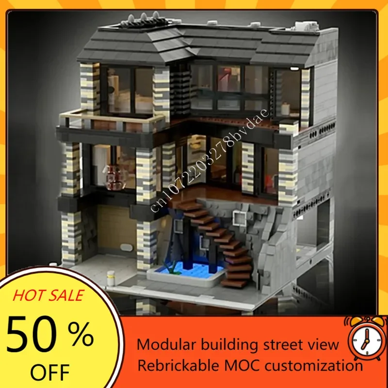 

3001 шт., вилла, модульная MOC, креативная модель с видом на улицу, пазлы на заказ, архитектура, сделай сам, образование, сборная модель, игрушки, подарки