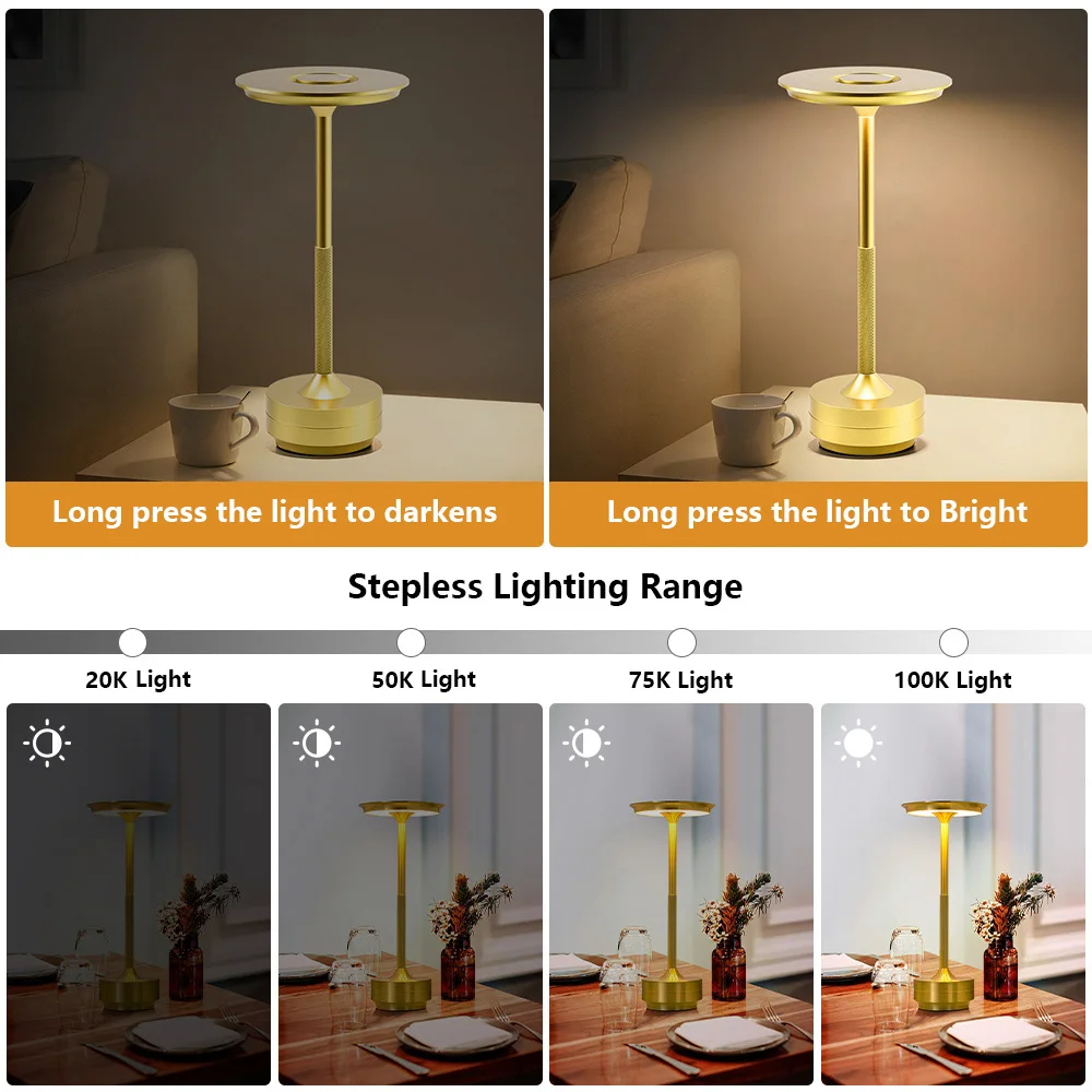 Wireless Table Lamp Desk Lamp Bedside Table USB Rechargeable LED Lamp Home Decor Room Decoration Bedroom Dining Table Light