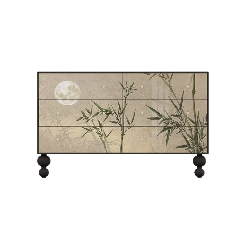 LTT New Chinese-style medieval solid wood six-chest cabinet, living room entrance storage locker