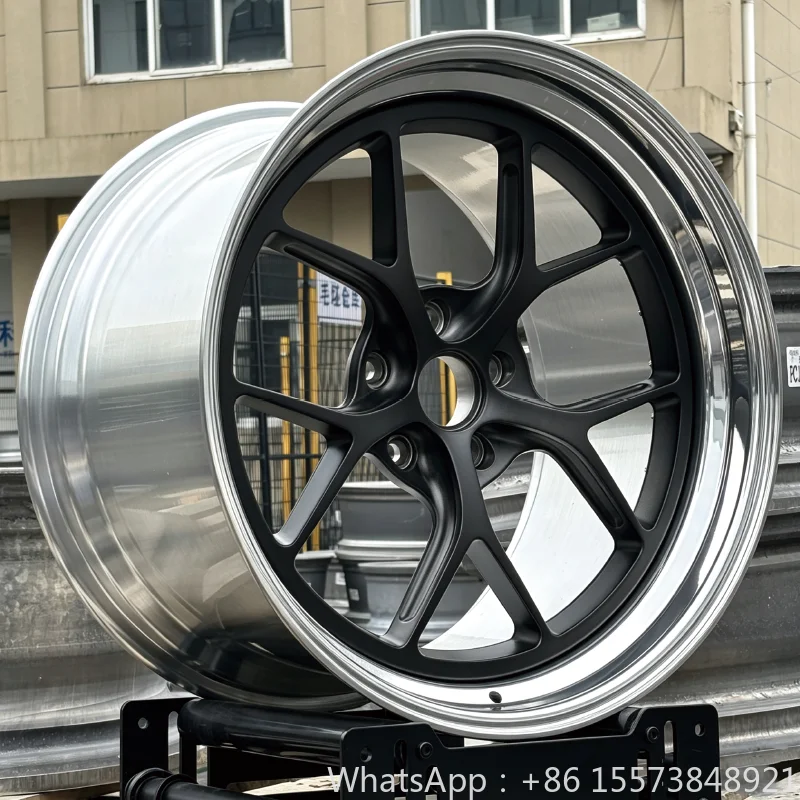 Matte Black Center Polished Step Lip 2piece Forged Wheels 17 18 19 20 21 22 Inch 5*100 5*108 5*112 5*114.3 5*120 5*130 for A4 A5