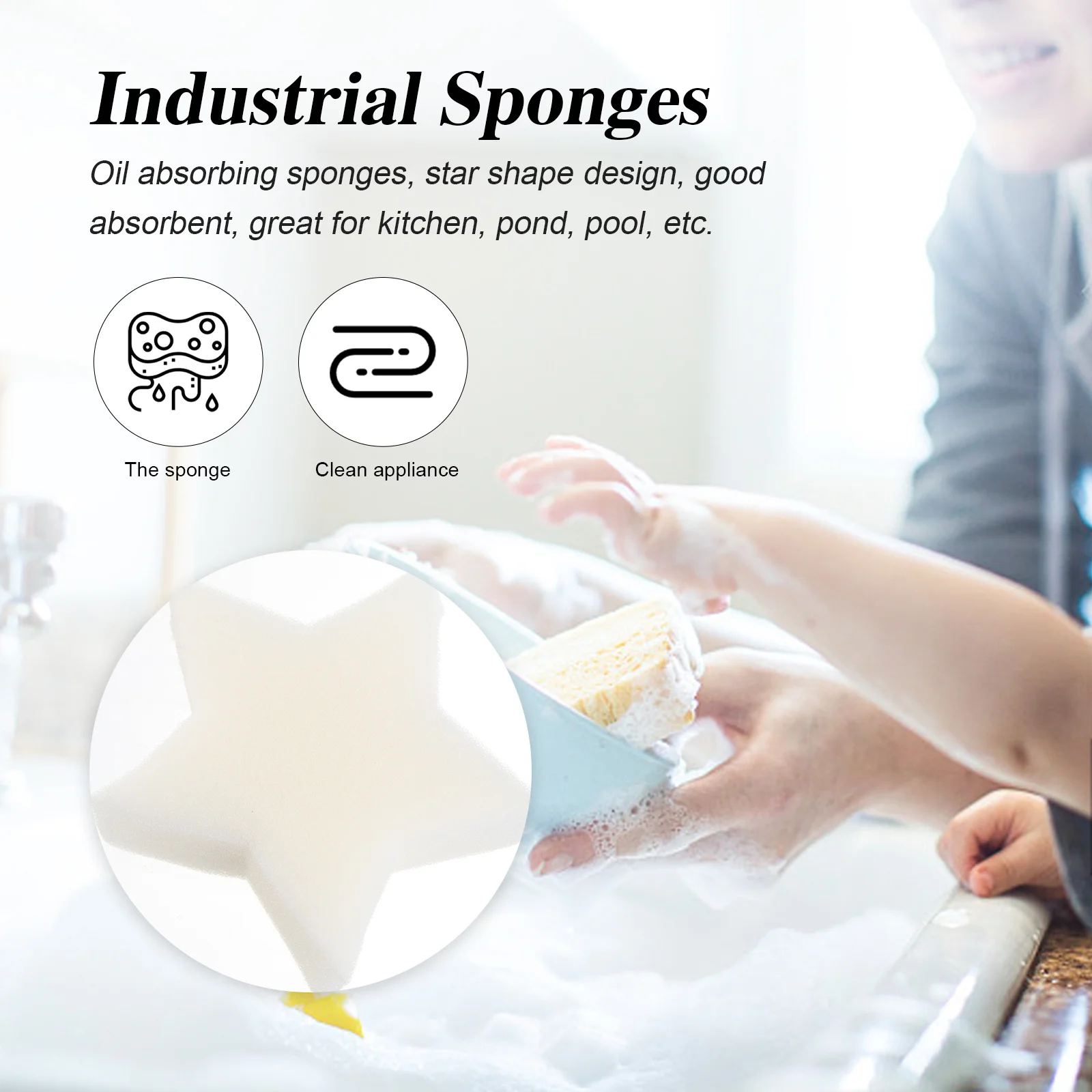6 قطعة شكل نجمة تصفية النفط امتصاص الإسفنج الأبيض لحمام السباحة المطبخ بركة تنظيف امتصاص الشحوم الصدأ الطين إزالة الأوساخ