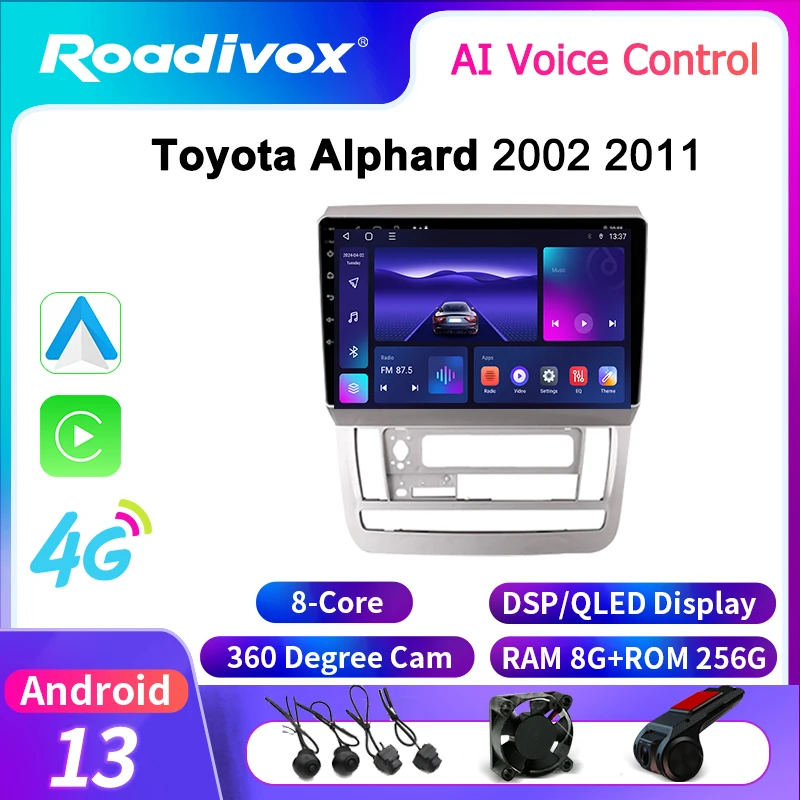 roadivox Android car radio for Toyota Alphard 2002 2011 stereo GPS Navigation video Multimedia Player tape recorder  carplay