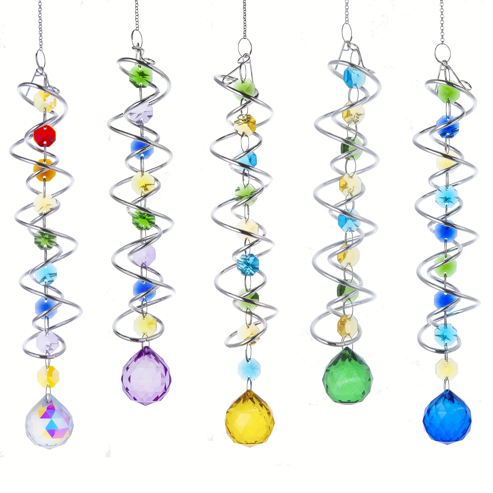 1pc 360 Degree Rotating Colorful Crystals Glass Pendants Chandelier Hanging Window Suncatchers Yard Art Hanging DIY Ornament Jew