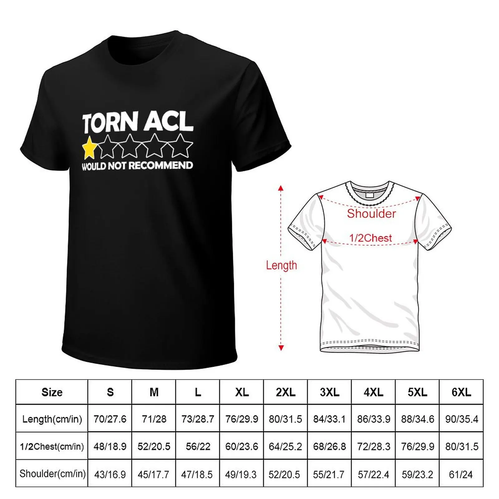 Torn ACL Would Not Recommend Knee Replacement Gift Gear T-Shirt All Match Basic Short Sleeve Top