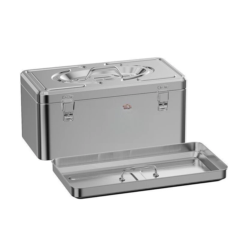 Thickened Stainless Steel Portable Hardware Toolbox,   Tray Multi-layer