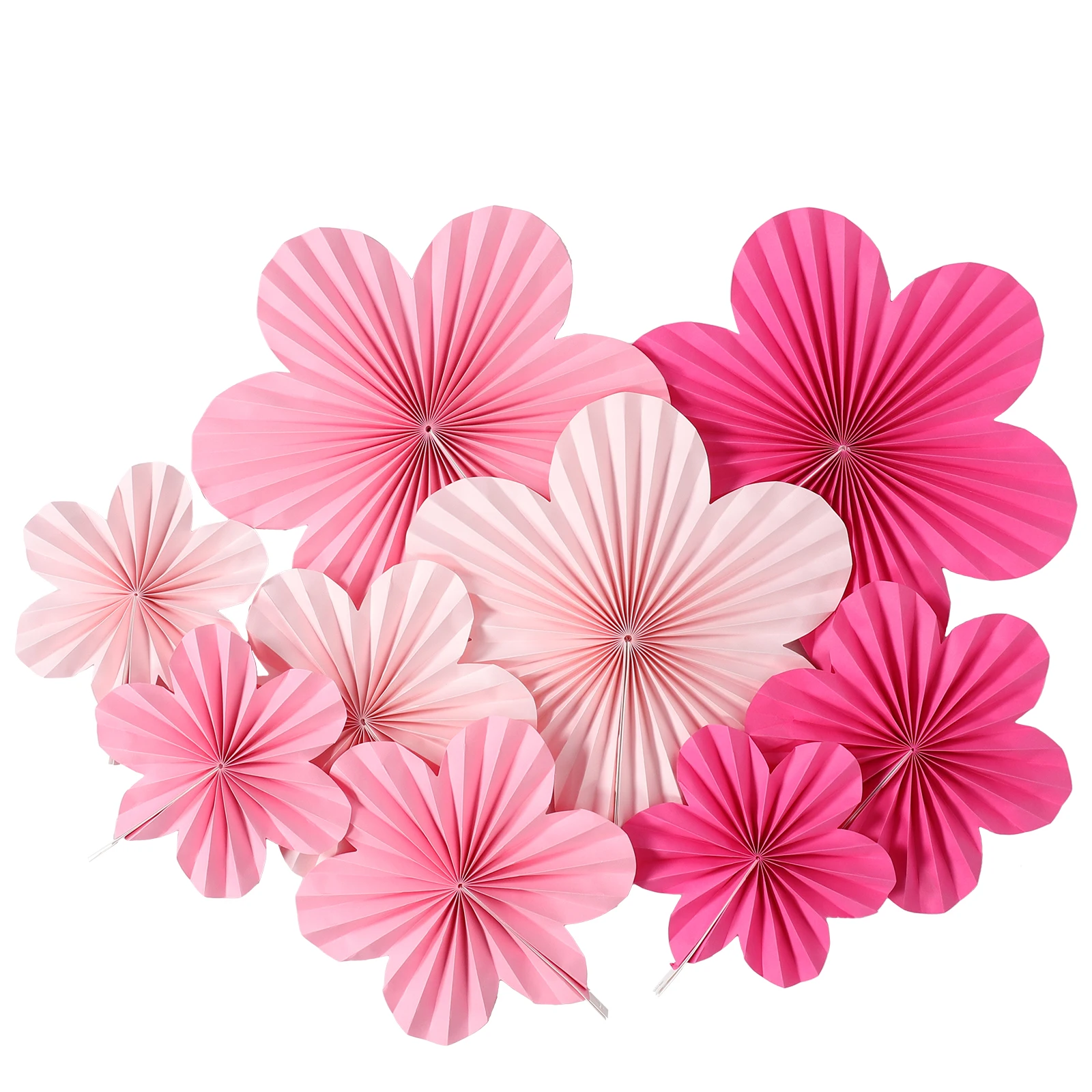 

9pcs Pink Flower Paper Fan Decorations for Birthday Baby Shower Wedding Party Backdrop Hanging Flowers SpringFloral