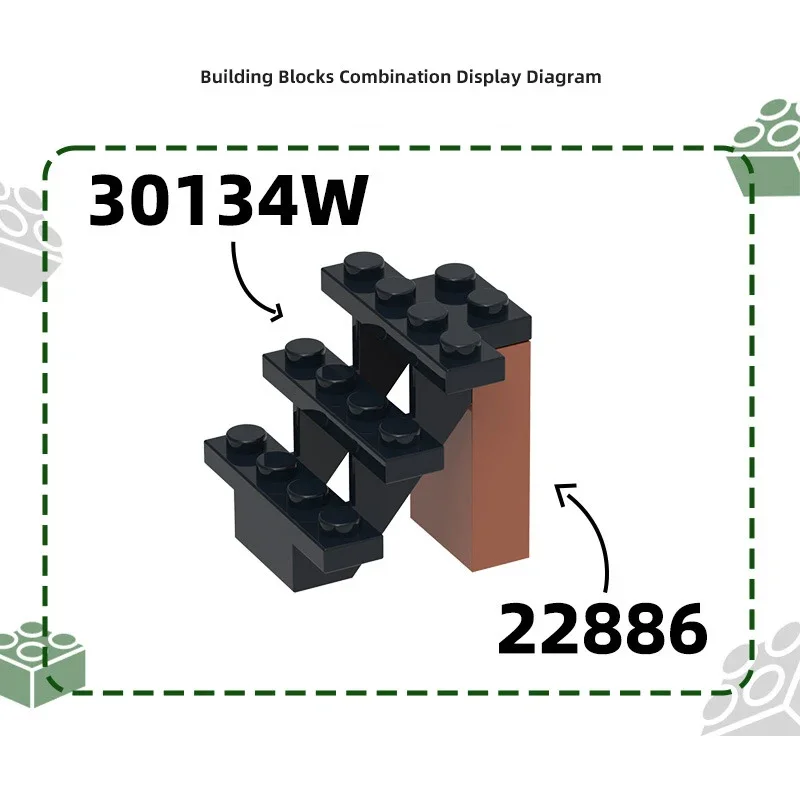 MOC 5 uds especial de 3 pisos 30134 Kit de bloques de construcción de escaleras casa silla abierta recta ladrillos partículas DIY juguetes regalos para niños