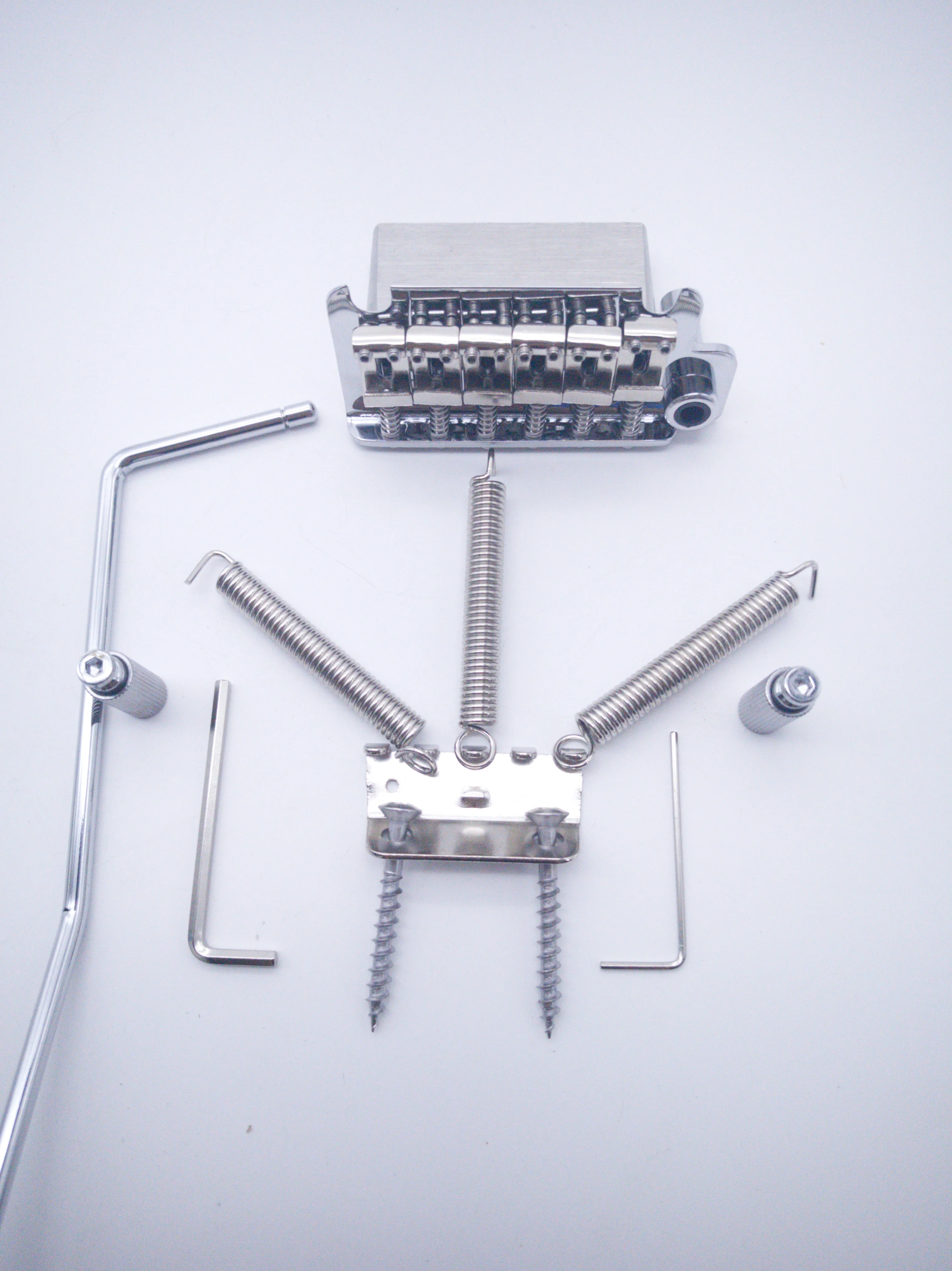 2-Point Tremolo Guitar Bridge, Stainless Steel Block, Vintage Saddles, 52.5mm String Spacing, Chrome Finish
