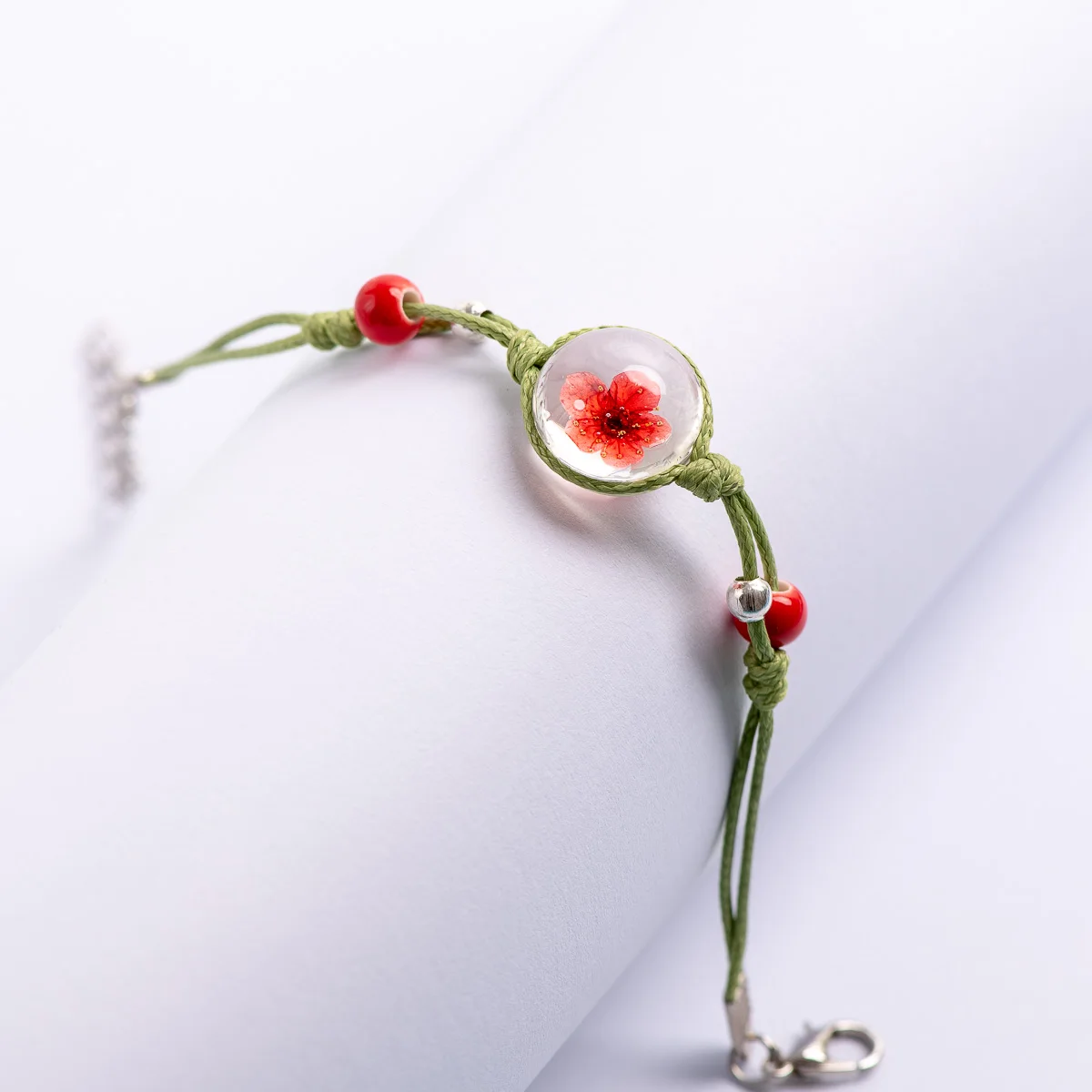 Crystal Transparency Flower Charms Bracelets Hand-made Glass Ball Chain & link bracelets&Bangles #EZ522