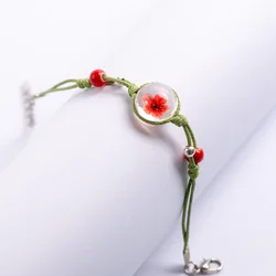 Crystal Transparency Flower Charms Bracelets Hand-made Glass Ball Chain & link bracelets&Bangles #EZ522