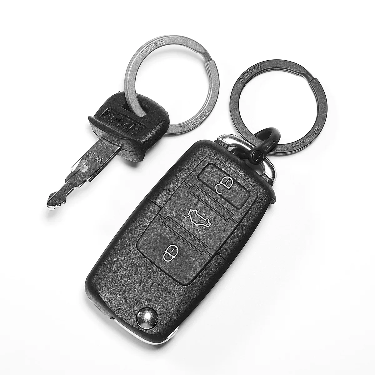 Real Titanium Men Keyring Flat Key Chain Rings Holder