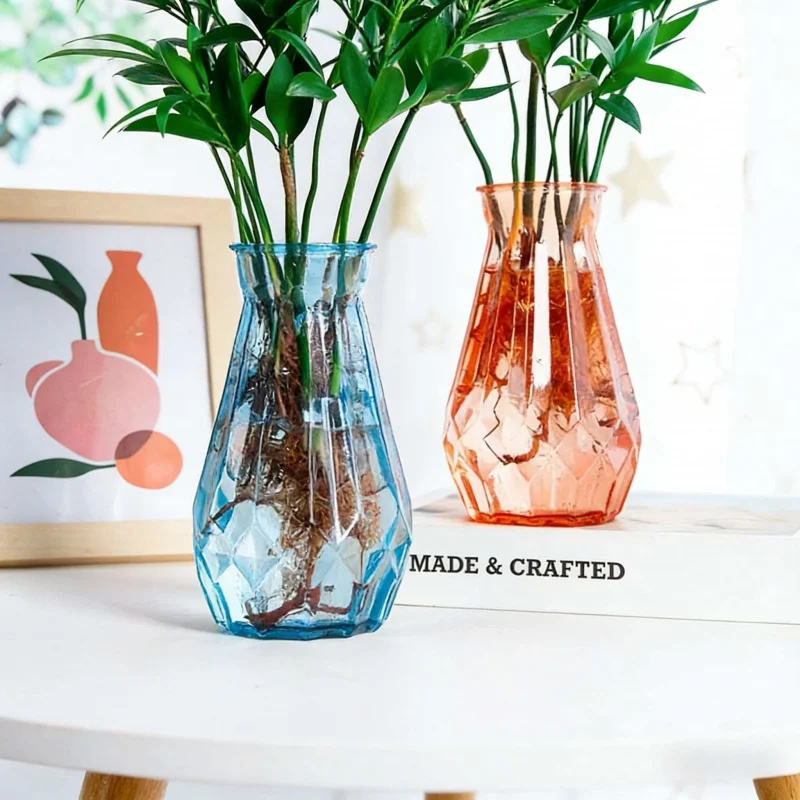 Transparent Plastic Hydroponic Vase for Green Plants and Money Plant, Creative Home Decoration Water Culture Flower Pot Ornament