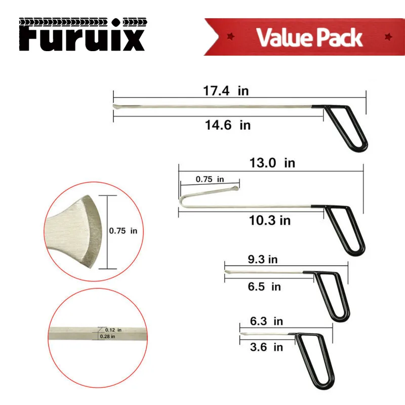 Car dent repair tool Full flat flat head flat forklift body interlayer pry lever dent maintenance without sheet metal