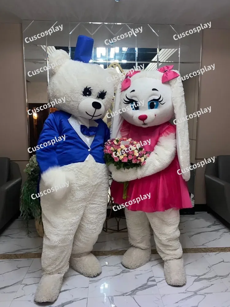 

Easter Party Bunny Cartoon Costume Rabbit Mascot Costume Bear Blue Tailcoat Fancy Dress Clothing Halloween Carnival Events