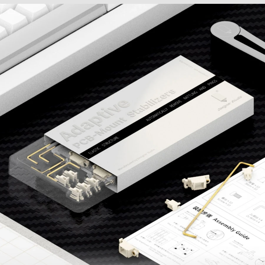 Designer Studio PCB Screw In Stabilizer for Mechanical Keyboard 4x2u 6.25u 7u Translucent Black White Game PC