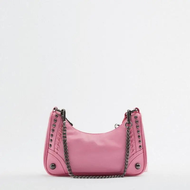 

Y2k Style Ladies Shoulder Bags Punk Leather Rivet Women's Handbags Versatile Weaving Underarm Bags Small Chain Crossbody Bags