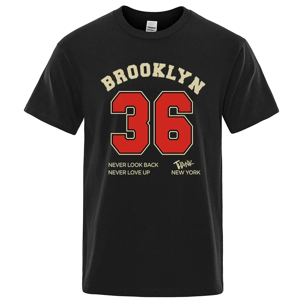 Brooklyn New York Street Letter Print Tops Man Casual Tee Clothes T-Shirts Crewneck Summer T-Shirt Sweat Cotton Loose Informal