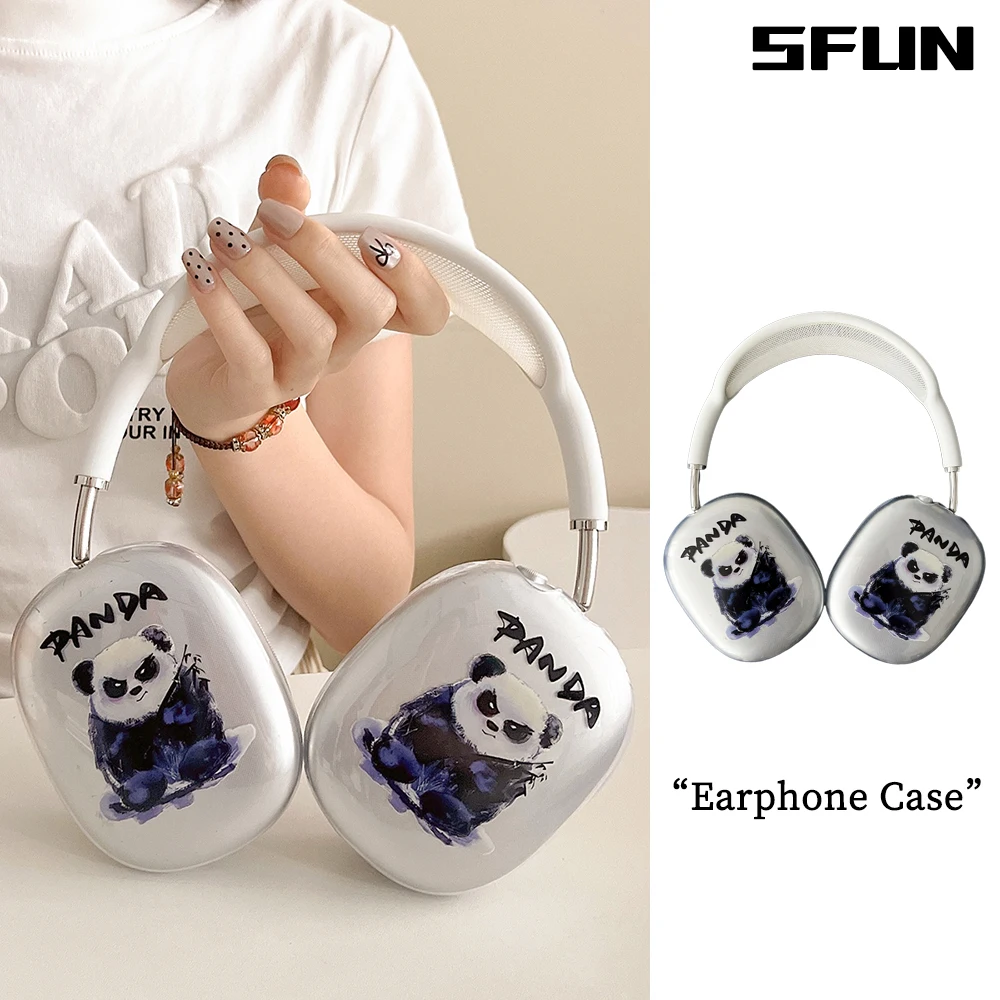 

Transparent Panda Earphone Case Suitable for AirPods Max Protective Case Headworn Bluetooth Earphone Accessories