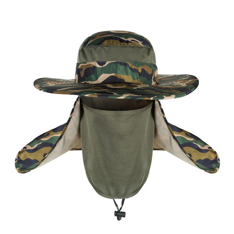 Fishing Flap Caps Men Women Sun Protection Summer Quick-drying Hat Outdoor Face Wide Brim Bucket Hat For Fishing Climbing