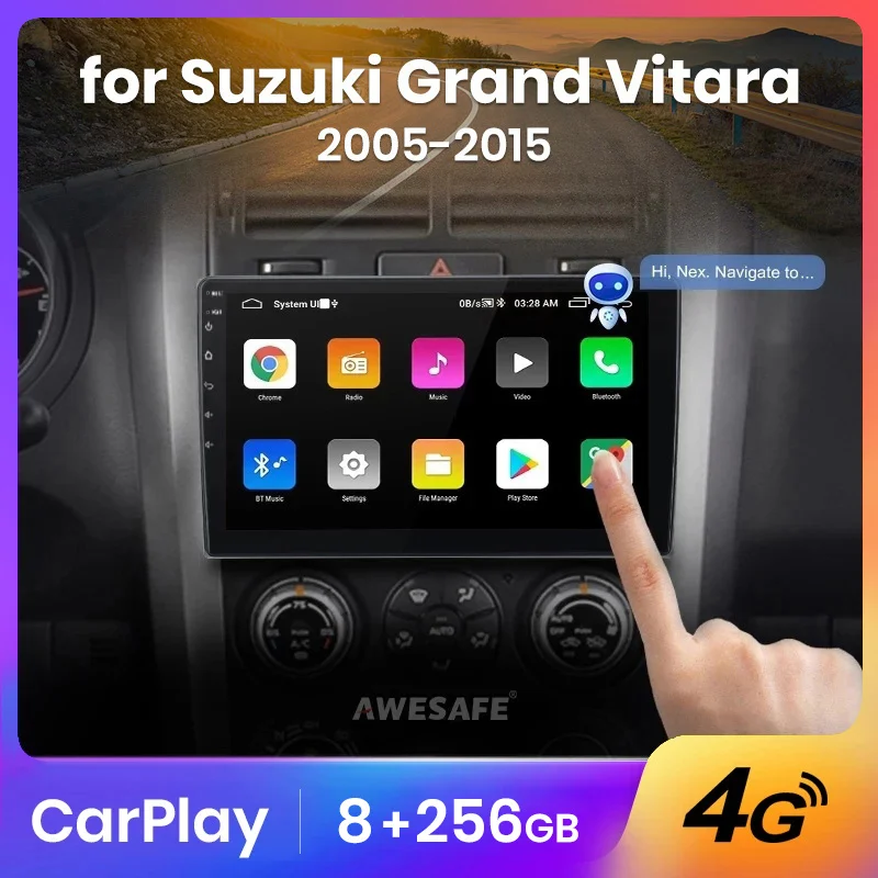 AWESAFE Wireless CarPlay Autoradio for  Suzuki Grand Vitara 3 2005-2015 Car Radio Multimedia Player Android Auto Stereo GPS