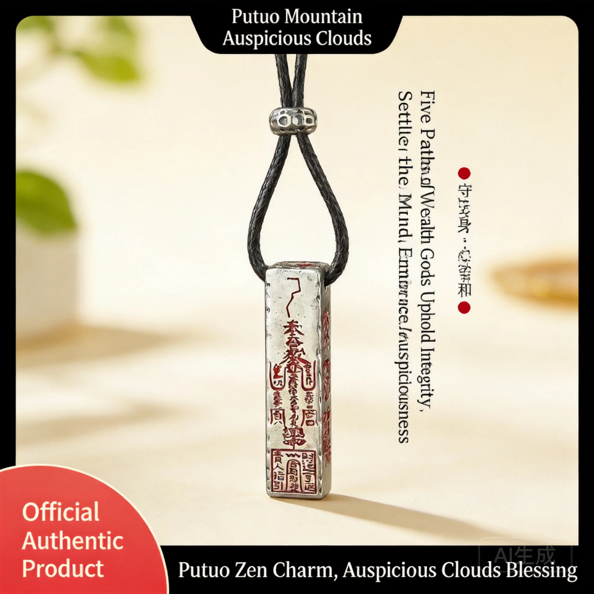 

Five Way Gods Of Wealth Pendant Cupronickel Thick Silver Plated Chinese Style Retro Engraved Bar Shaped Good Luck Jewelry 2026