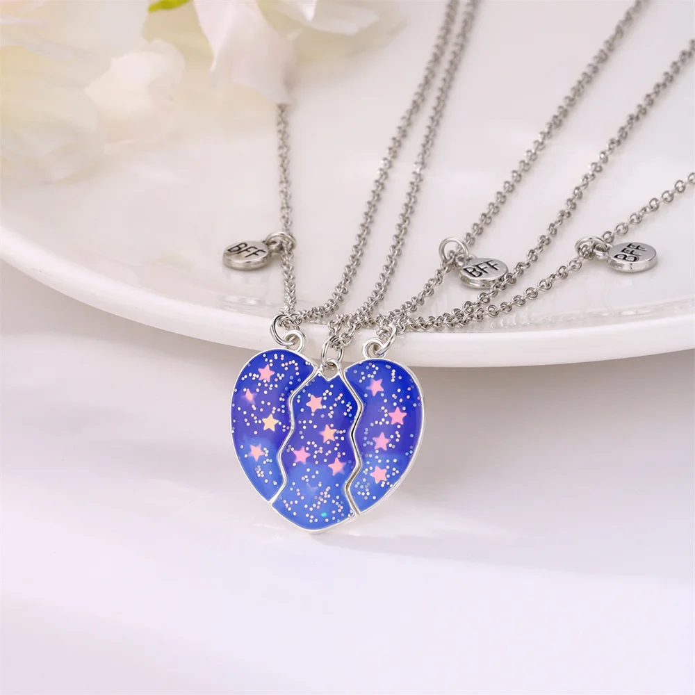 Exquisite Blue Star Heart Magnet Necklace for Women Girls Fashion BFF Best Friends Clavicle Chain Jewelry Accessories Gifts 2023