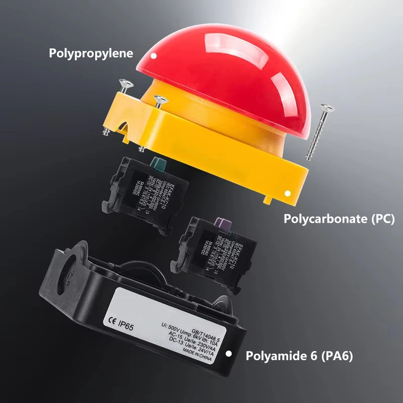 버섯형 돔 풋 페달 스위치 푸시 버튼 순간 리셋 스위치 응답 버튼 48V 600A 빨강/검정/노랑 색상