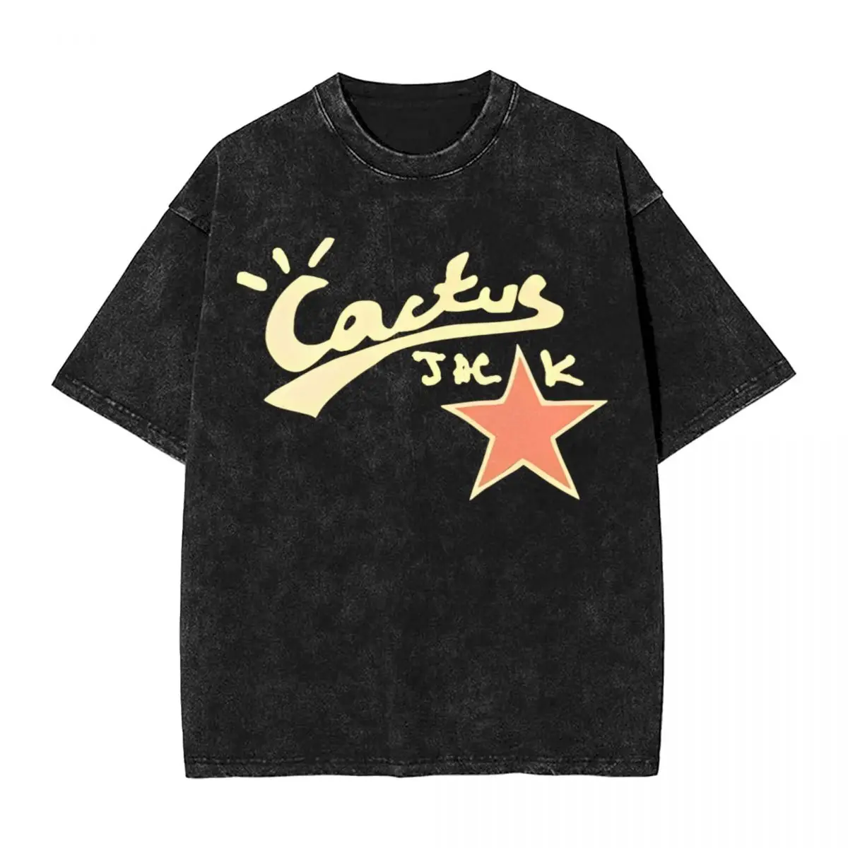 Cactus Jack T Shirts Hip Hop Washed 100% Cotton Oversize T-Shirts Rapper Travis Logo Cool  Tops Streetwear Printed Tops Tees