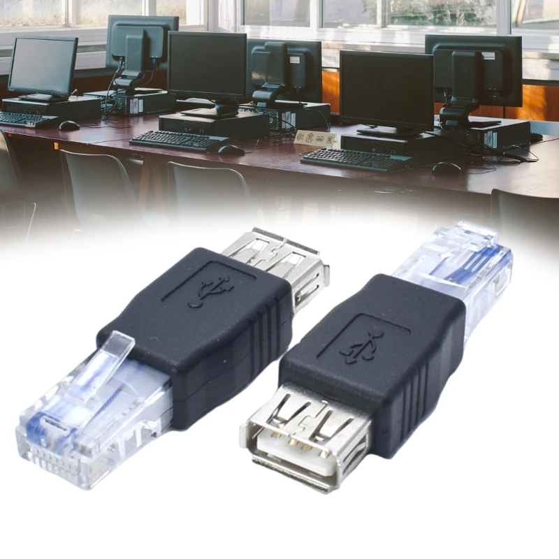 2pcs Ethernet to USB Adapter USB to Ethernet Adapter,RJ45 Ethernet Male to USB Female Converters for ADSL Modem, Routers