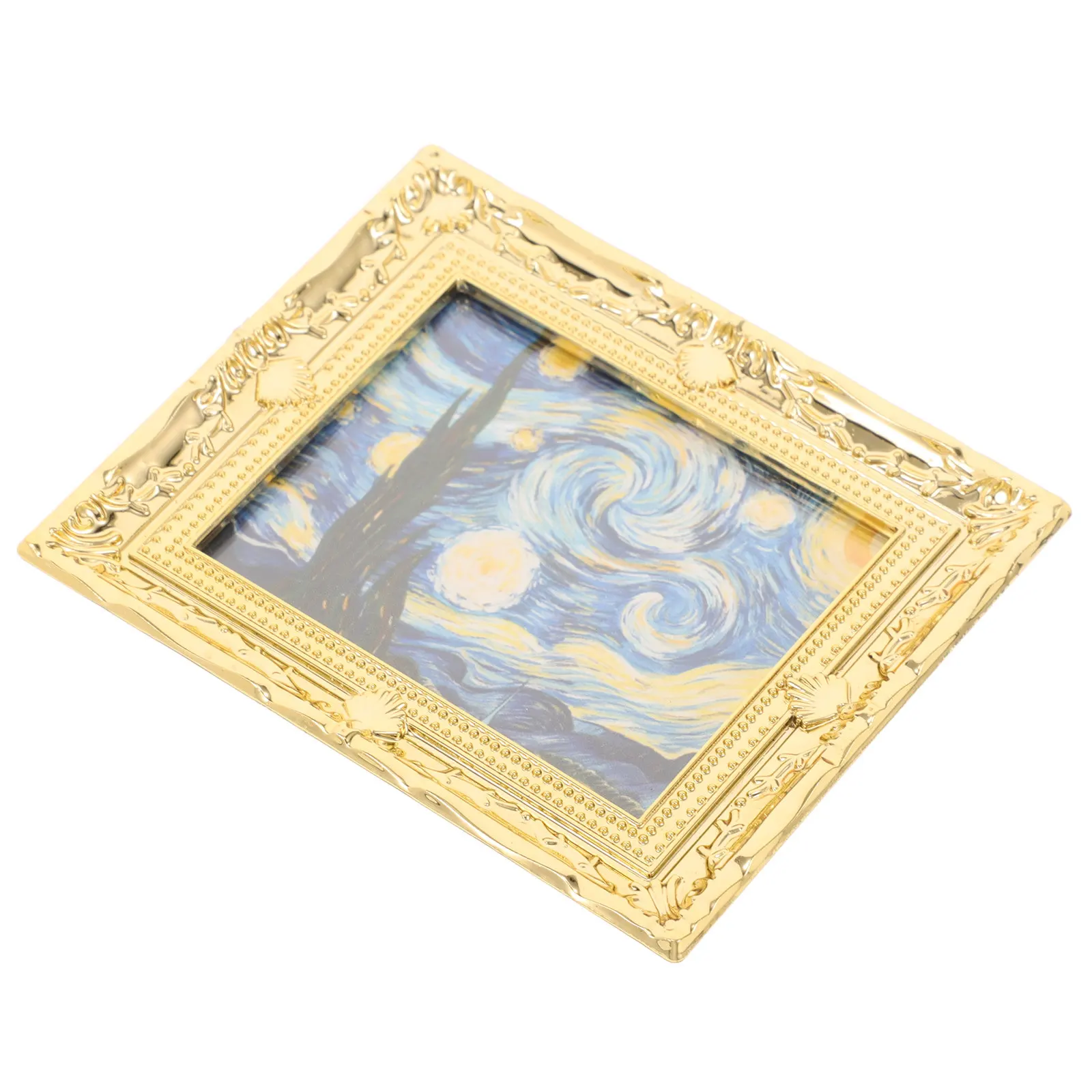 

Framed Mini Oil Painting Exquisite Small Resin Craft Artistic Ornament Mini House Supplies Dollhouse Picture Frame Tiny Painting