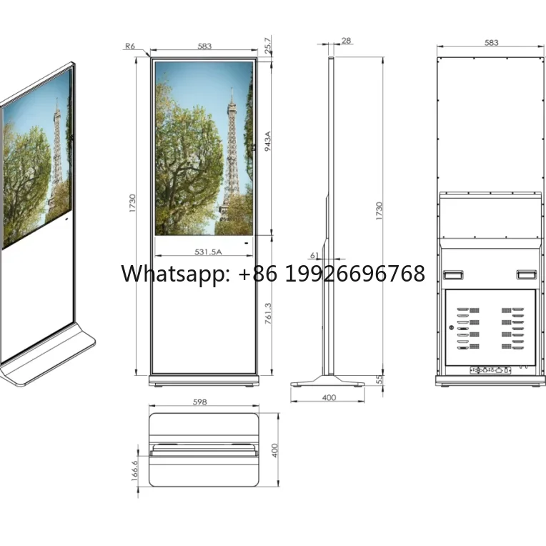 Regitech Smart Kiosk Vertical LCD Digital Signage Animation Support Elevator Use Interactive Touch Screen Floor Standing Totem