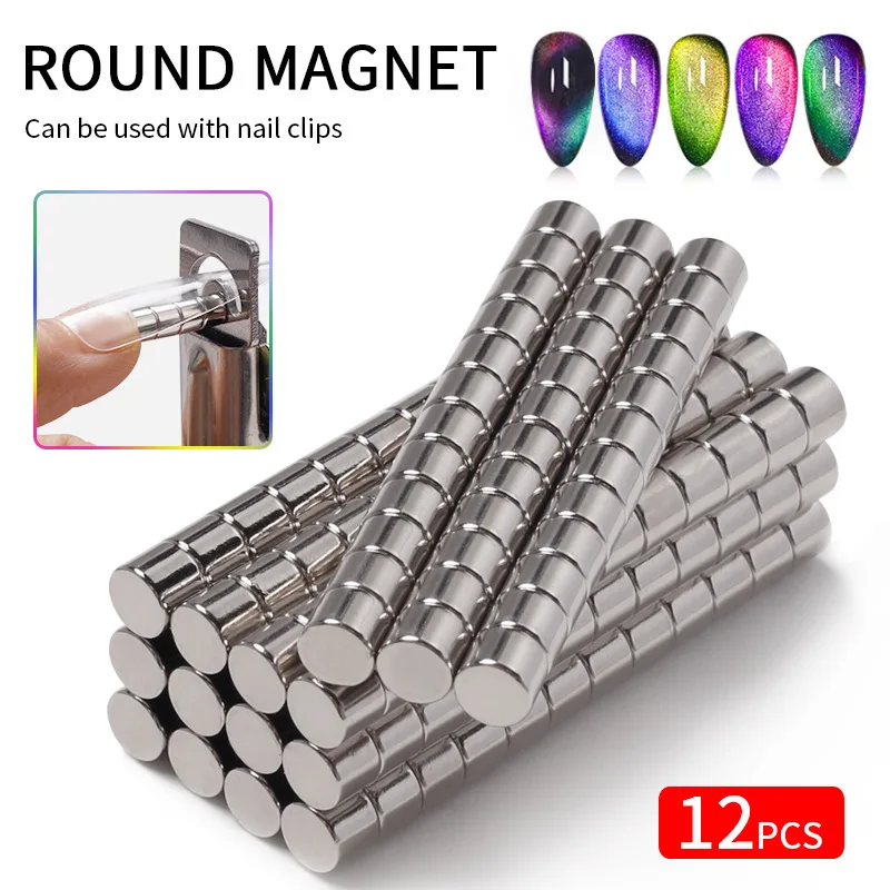 

12Pc/Bag Nails Art Round Small Magnets UV Gel Acrylic Nail Tips Sizing Cutter Manicure Tool Magnetic Attraction Styling Tools