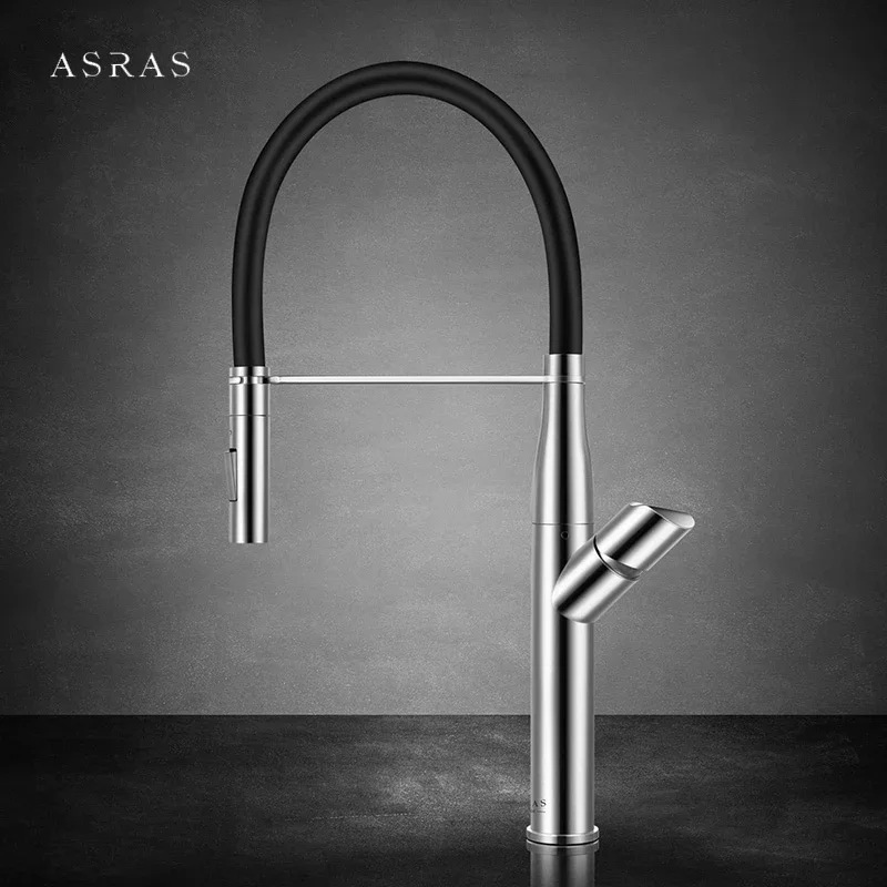 ASRAS Kitchen Mixer Faucet Brass Sink Faucet Hot And Cold Deck Mounted Pull Down Rotatable Kitchen Sink Mixer Tap