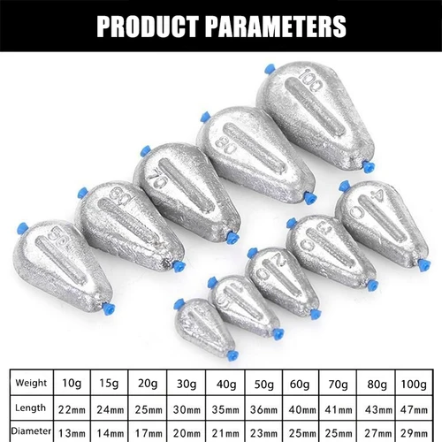 Imagen 2 del producto Plomo plano con tubo de plástico, pesas de pesca de 10g/20g/40g/60g/80g/100g/120g/150g, accesorios de herramientas de pesca