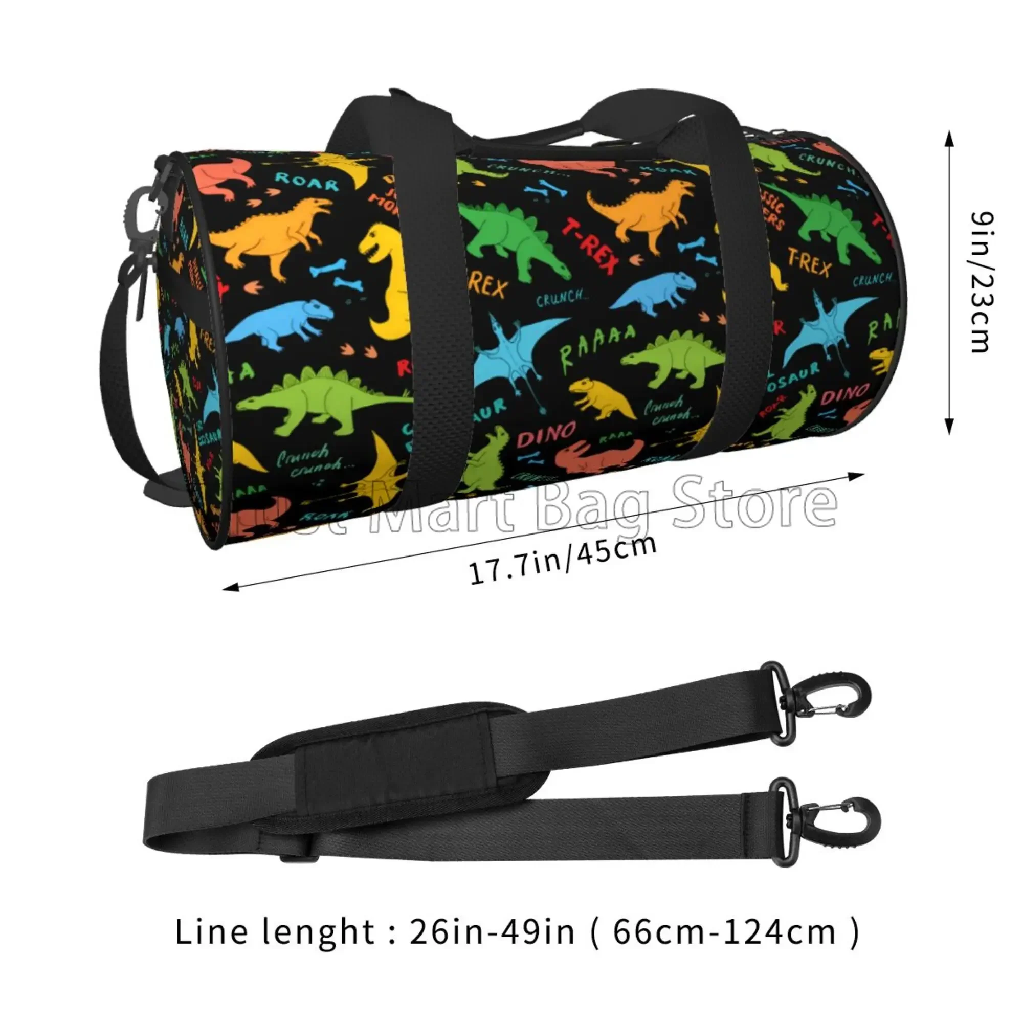 Dinosaurs Pattern Gym Sport Travel Bag for Practice Overnight Duffel Bags Weekender Carry-On Tote Luggage Bag with Zipper