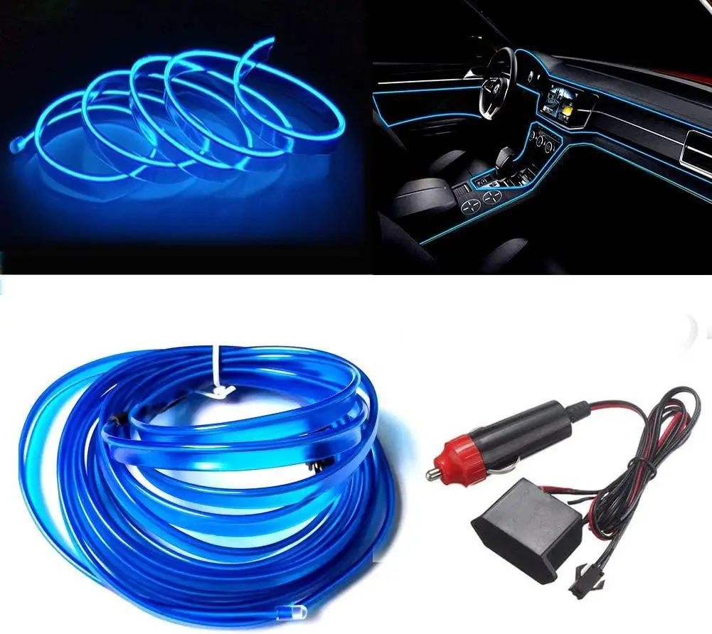 Car Atmosphere Lights EL Neon Wire Strip Light Auto Interior Decorative Ambient Neon Lamp EL Wire Rope Tube Waterproof LED Strip