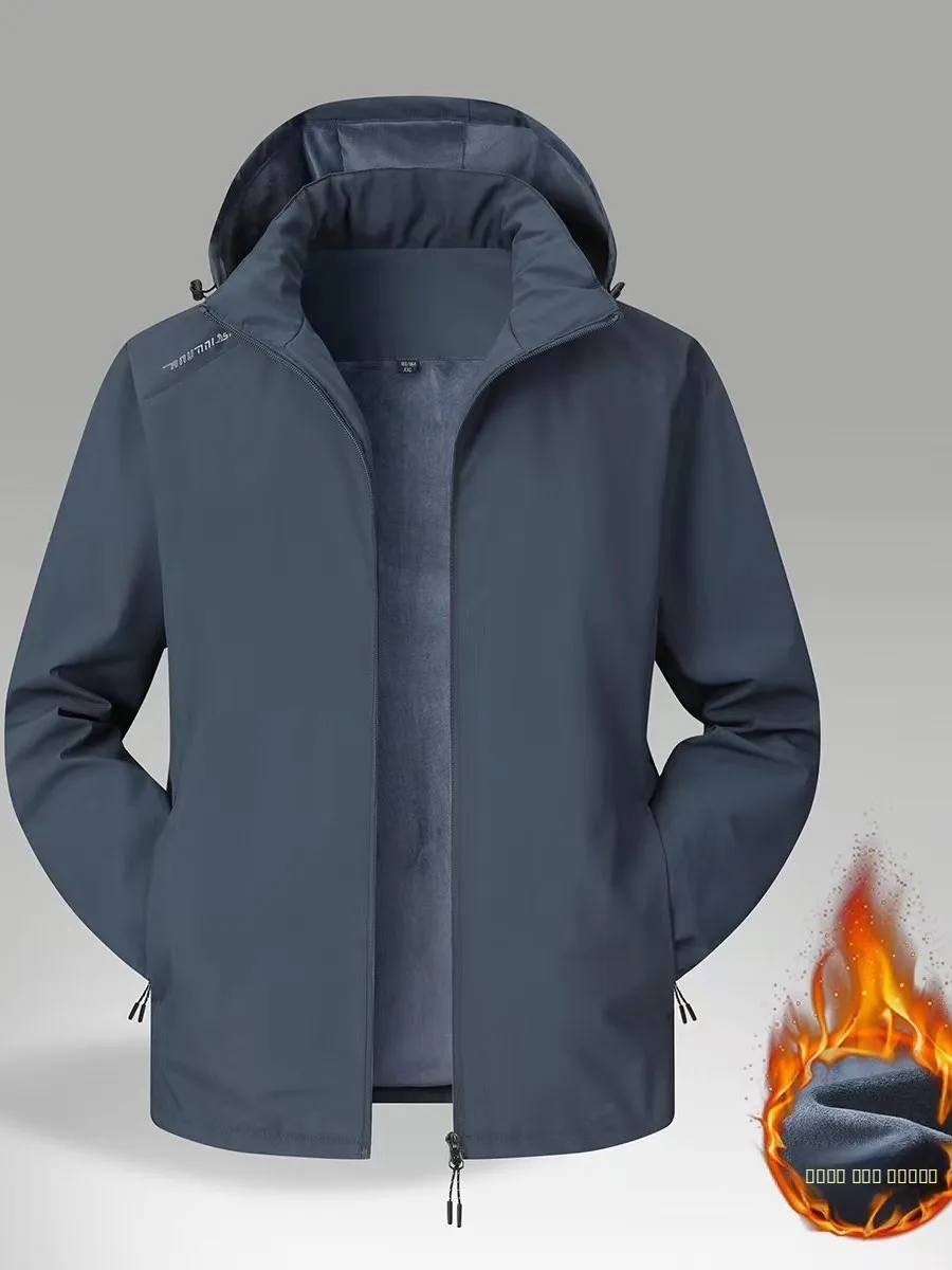 

Couple's Sle Fce Lined Autumn Winter Jaet Men's Warmth Outdoor Windproof Hooded Coat Thi Outerwear Faion Urban