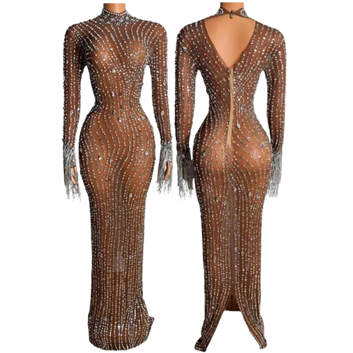 Sexy Mesh Crystal Diamond Transparent Dress Party Birthday Celebration Dress Body Transparente Flecos  dresses for women 2025