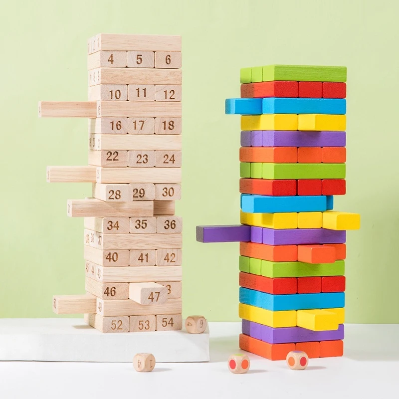 Children's Wooden Stacking High Balance Puzzle Stacking Wood Drawing Building Blocks Balance Board Game Toy