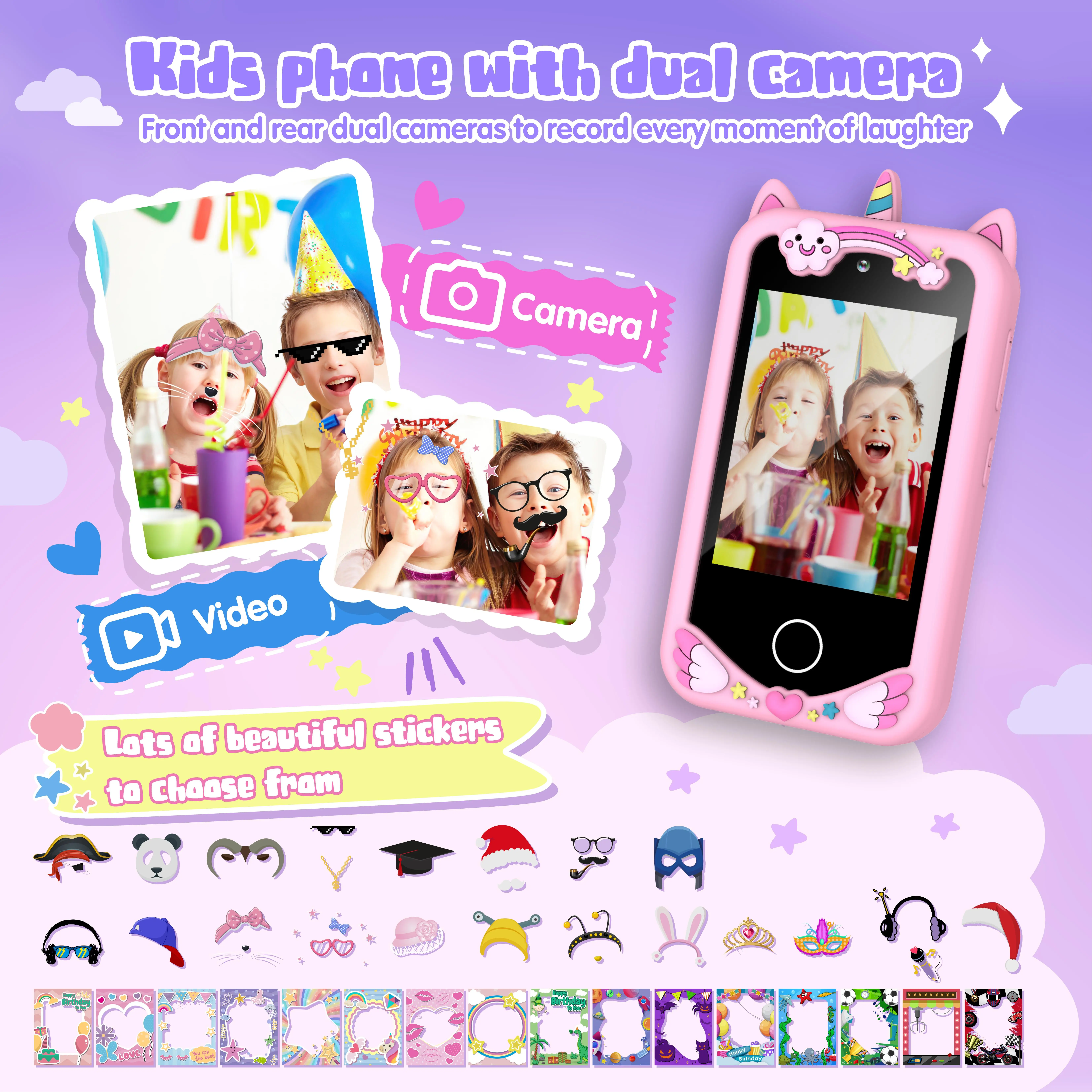 8gbkids telefone inteligente vídeo leitor de música 20 histórias brinquedo telefone câmera dupla 28 jogos aprendizagem brinquedos educativos crianças presentes