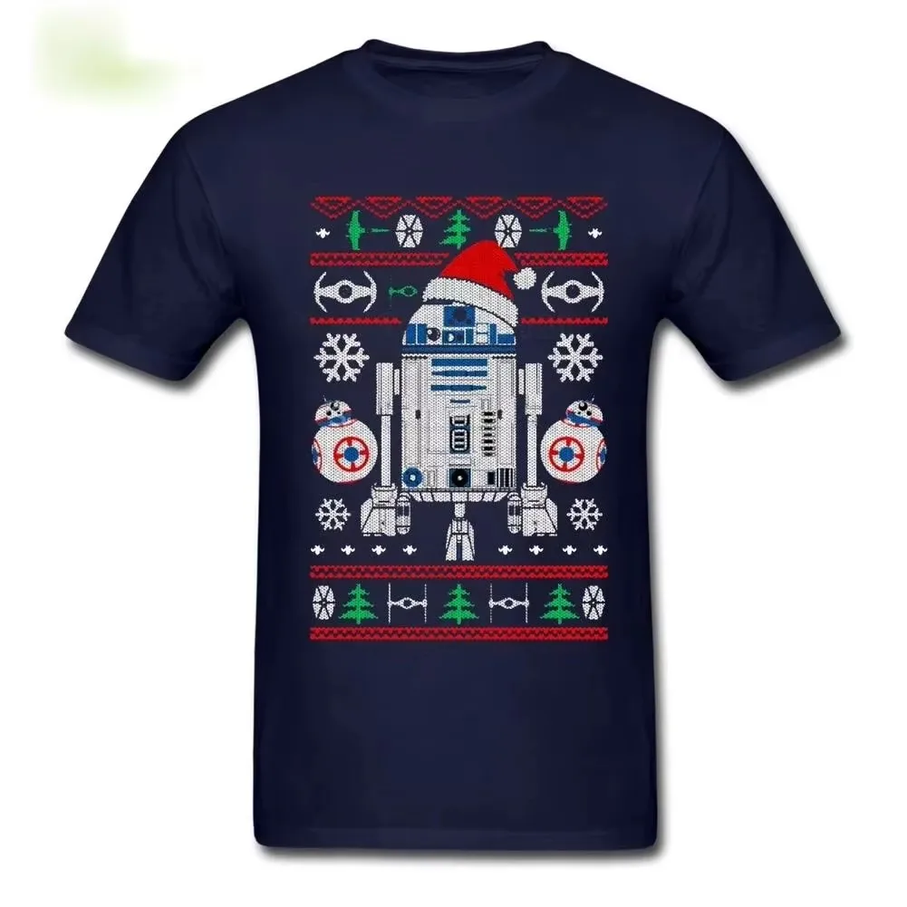 Funny Astromech Droid R2-D2 Ugly Sweaters Christmas T-Shirt 100% Cotton O-Neck Short Sleeve Casual Mens T-shirt Streetwear