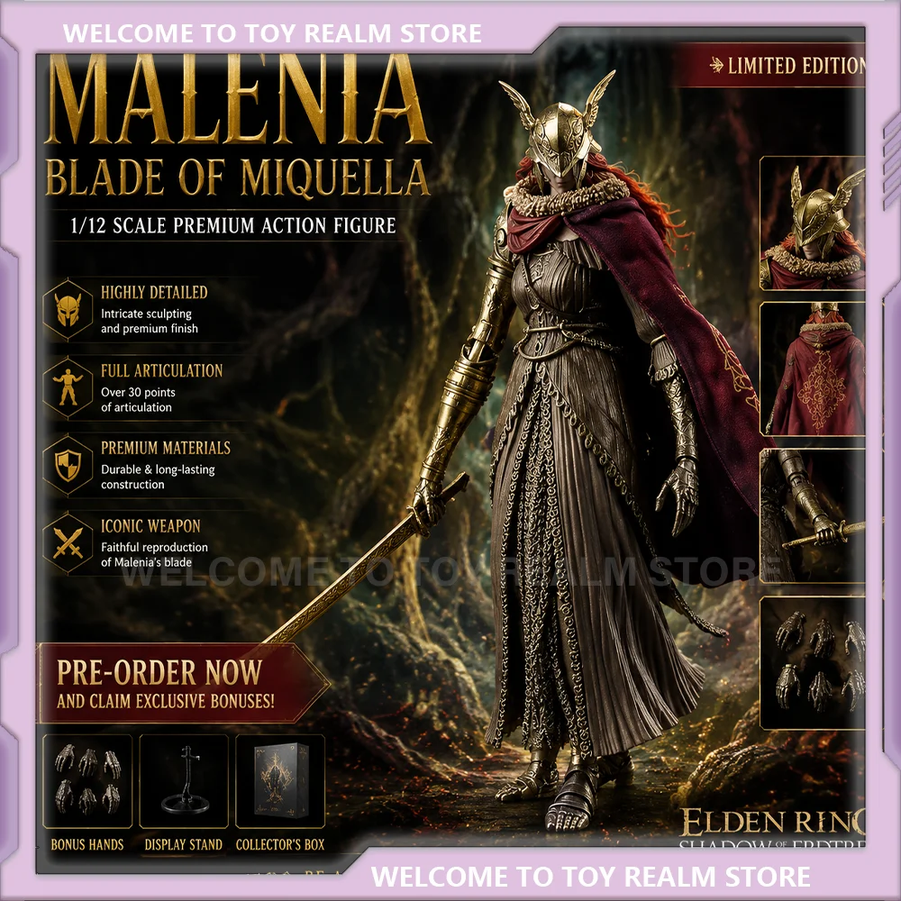 In Stock Bandai SHFiguarts Elden Ring Malenia Blade Of Miquella 75 Inch Action Figure Goddess Of Rot PVC Collectible Model Gift