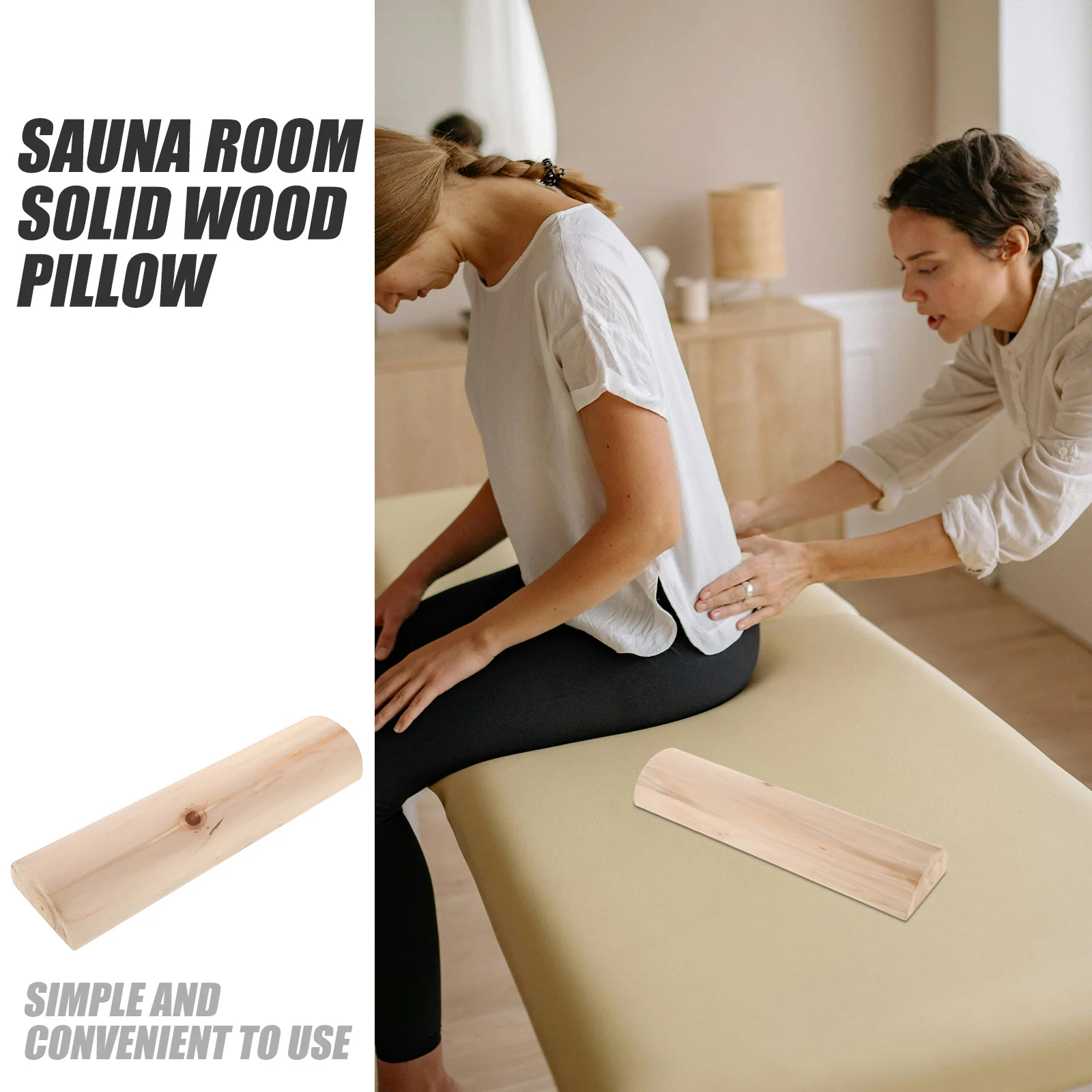 

Solid Wood Ergonomic Lumbar Pillow Cervical Lumbar Support Smooth Cylinder Sauna Neck Wooden Pillows Daily Travel