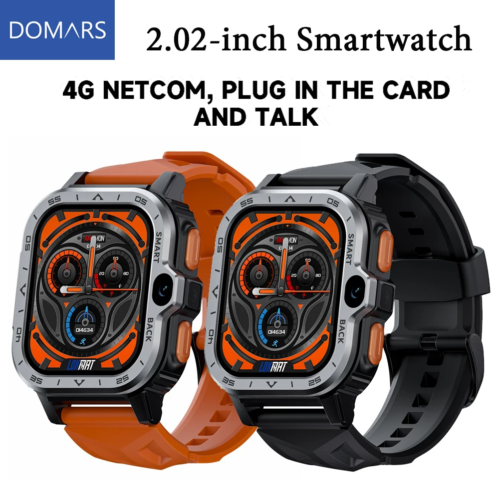 

Domars Android Smartwatch Fitness Tracker Touchscreen Dual Camera GPS WiFi Calling Heart Rate Monitor with 800mAh Battery