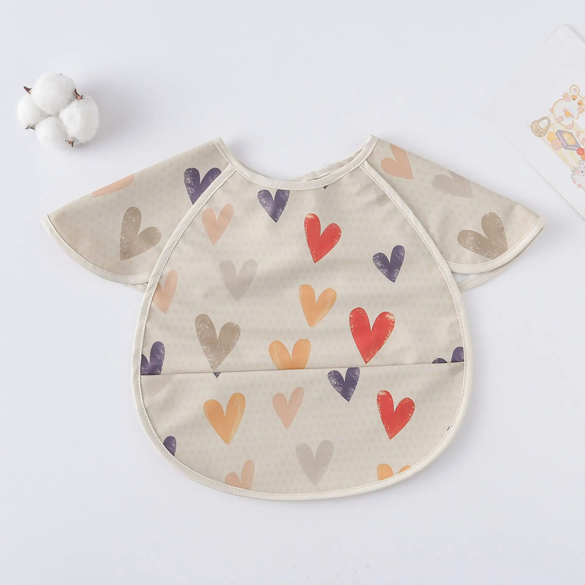 New Korean Style Waterproof Short Sleeve Baby Bibs Cute Cartoon Feeding Apron Bib Burp Cloth For Toddler Boy Girl Bandana Bibs