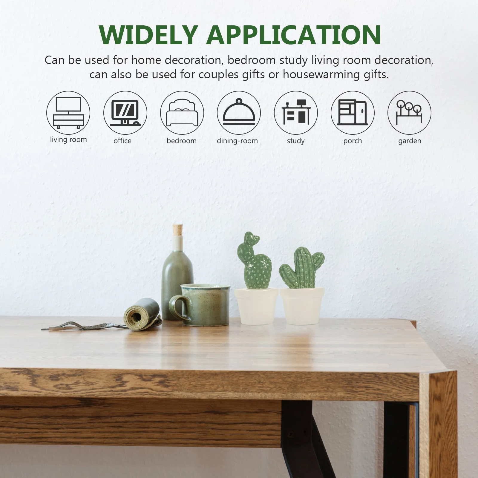 

2Pcs Ceramic Cactus Adornment Festive Table Centerpiece Indoor Outdoor Decorative Item Reptile Decor Cactus Ornament