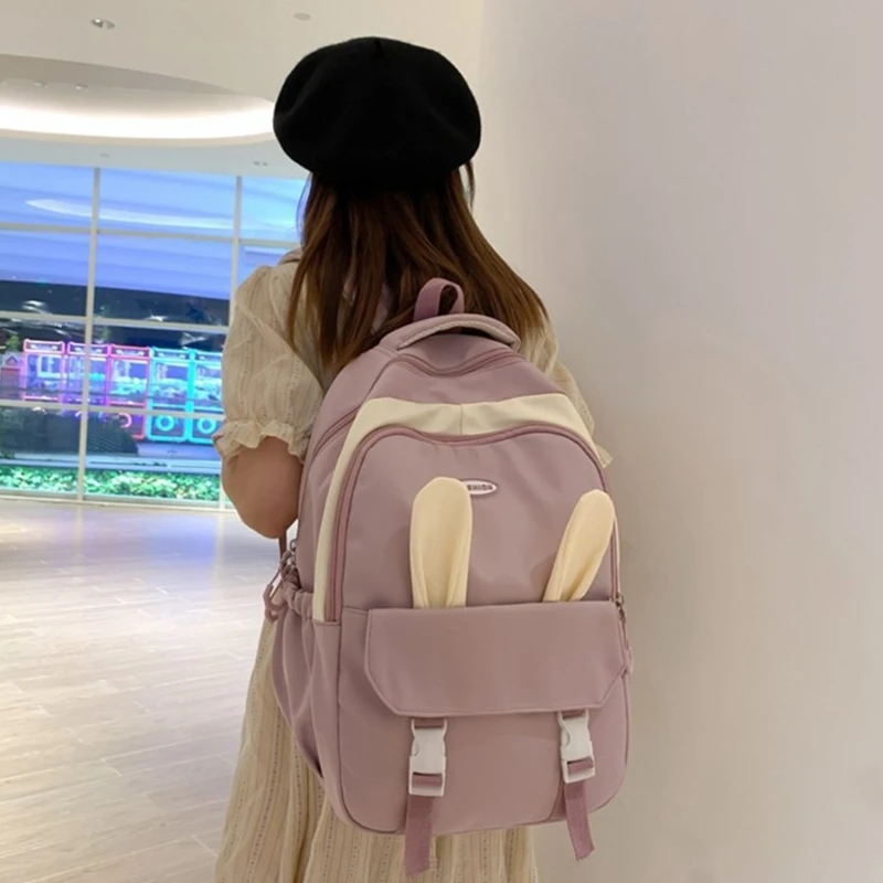 

Female large capacity cute rabbit double backpack Korean backpack travel student backpack