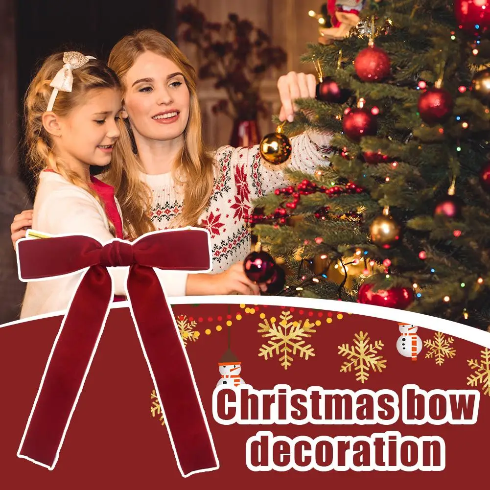 12 lazos de terciopelo burdeos para decoraciones de árboles de Navidad, guirnalda, lazos de terciopelo con corbata torcida